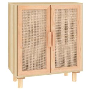 vidaXL Komoda smeđa 60 x 30 x 70 cm masivna borovina i prirodni ratan
