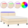 vidaXL Krevet box spring s madracem LED krem 140x200 cm od tkanine