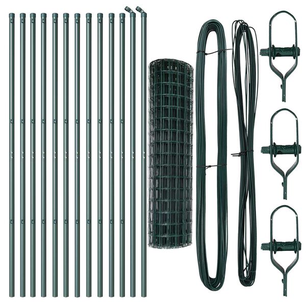 vidaXL Ograda s postovima Zelena 1 x 25 m Čelik i PVC