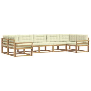 vidaXL Set vanjskih sofa s jastukom 7 pcs Bijela i krem