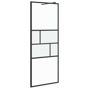 vidaXL Zid za walk-in tu&scaron; Crna 80 x 195 x 0,5 cm Staklo i aluminij