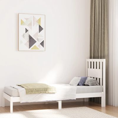 vidaXL Okvir za krevet od borovine bijeli 75x190 cm jednokrevetni