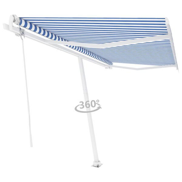 vidaXL Samostojeća automatska tenda 400 x 350 cm plavo-bijela