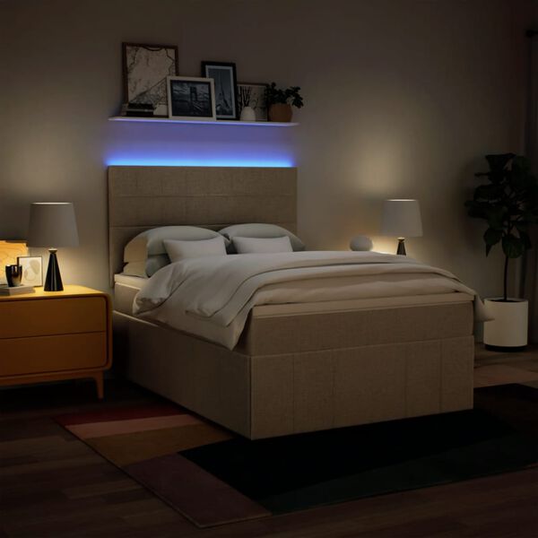 vidaXL Krevet s oprugama i madracem krem 140x200 cm od tkanine