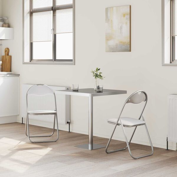 vidaXL Sklopiva stolica 2 pcs Bijela i siva 48 x 43,5 x 81 cm