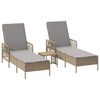 vidaXL Ležaljka za sunčanje 2-osoba 2 pcs Bež 35 x 35 x 32cm poliratan