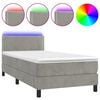 vidaXL Krevet box spring s madracem LED svjetlosivi 90x200 cm bar&scaron;un