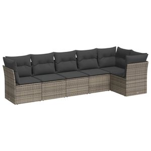 vidaXL 6-dijelni set vrtnih sofa od poliratana s jastucima sivi