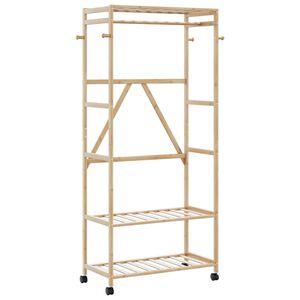 vidaXL Stalak za odjeću s policama i kotačima 90x40x179,5 cm bambus