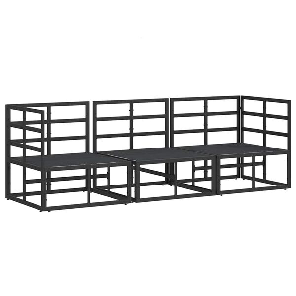 vidaXL Vanjski namještaj s jastukom s jastukom 3 pcs Crna Metal
