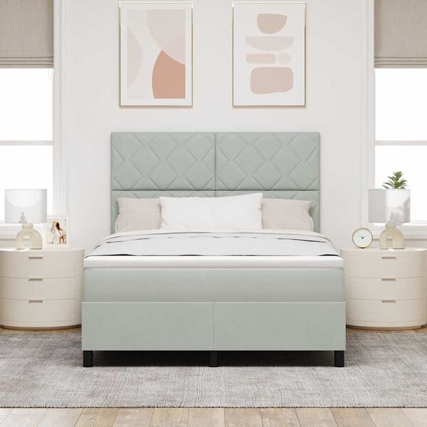 vidaXL Krevet s opruga kutije Svijetlo siva 140 x 190 cm Bar&scaron;un