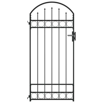 vidaXL Vrata za ogradu s lučnim vrhom čelična 89 x 200 cm crna