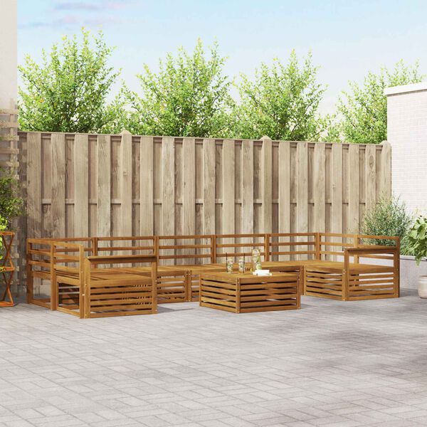 vidaXL Set vanjskih sofa 8 pcs Prirodna Čvrsto drvo akacije