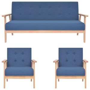 vidaXL 3-dijelni set sofa od tkanine plavi
