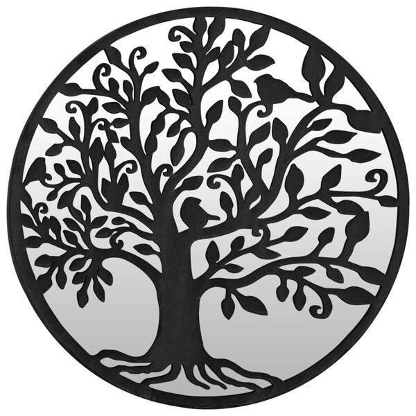 vidaXL Vrtno ogledalo crno 60x2,5 cm okruglo željezno vanjska upotreba