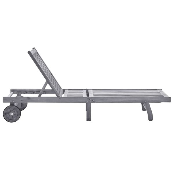 vidaXL Vrtna ležaljka s jastukom siva od masivnog bagremovog drva