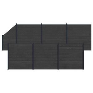 vidaXL Panel ograde 7 pcs WPC i aluminij Crna