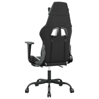 vidaXL Igraća stolica od umjetne kože s osloncem za noge Crno-bijela