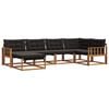 vidaXL Set vanjskih sofa 6 pcs Prirodna i crna Čvrsto drvo akacije
