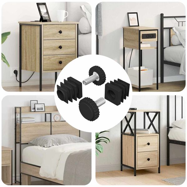 vidaXL Furnirni nivelatori Podesiva 2 pcs Crna M6 PP