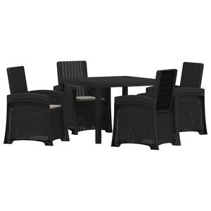 vidaXL Vrtni set za objed 5 kom. Antracit i Svjetlosiva PP