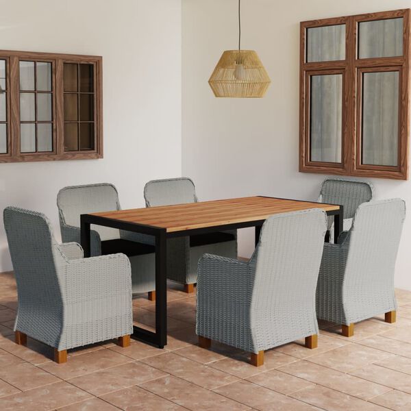 vidaXL 7-dijelni vrtni blagovaonski set svjetlosivi