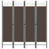 vidaXL Sobna pregrada s 4 panela smeđa 160 x 180 cm