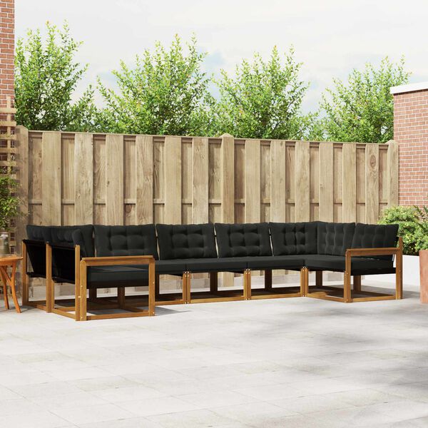 vidaXL Set vanjskih sofa s jastukom 7 pcs Prirodna i crna