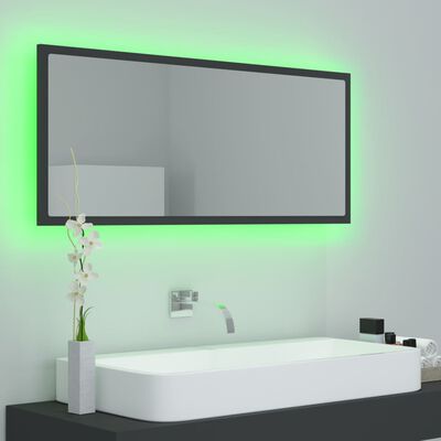 vidaXL LED kupaonsko ogledalo sivo 100x8,5x37 cm akrilno