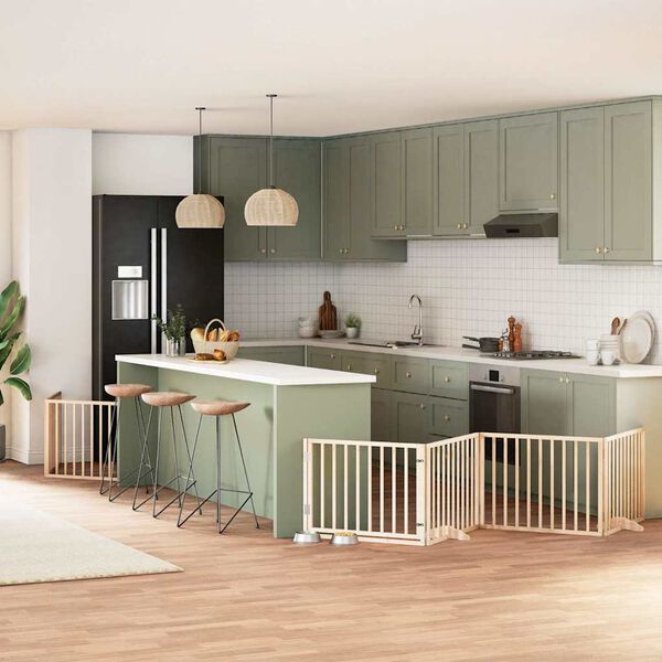 vidaXL Vrata za pse s vrata&scaron;cima 8 panela sklopiva 640 cm drvo topole