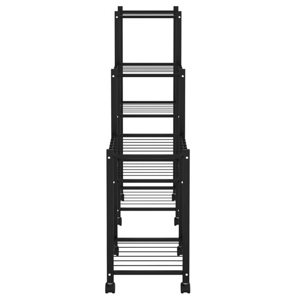 vidaXL Stalak za cvijeće s kotačima 83 x 25 x 83,5 cm crni željezni
