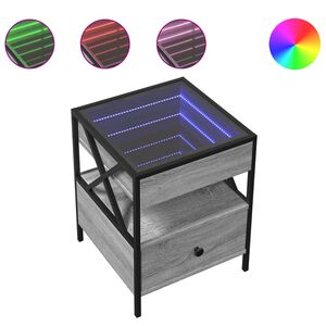 vidaXL Noćni ormarić s beskonačnim LED boja hrasta 40 x 40 x 51 cm