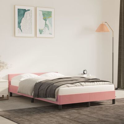 vidaXL Okvir za krevet s uzglavljem ružičasti 120 x 190 cm baršunasti