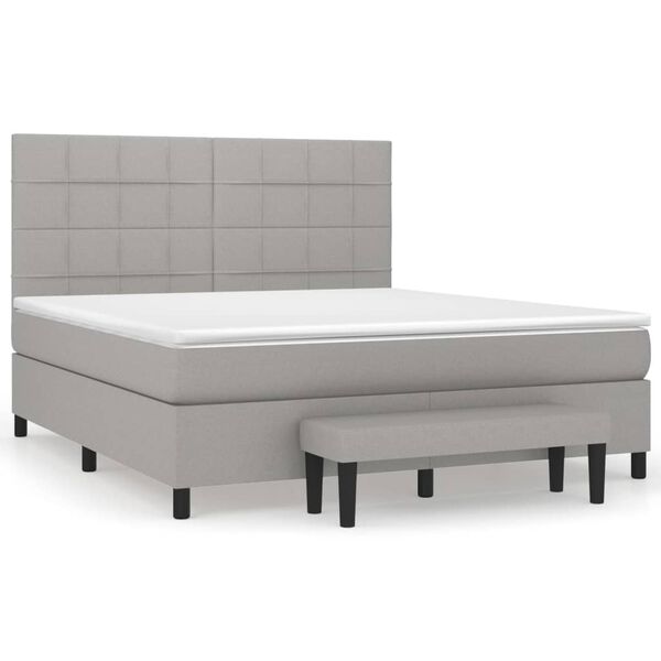 vidaXL Krevet box spring s madracem svjetlosiva 160x200 cm tkanina