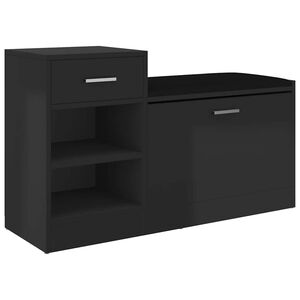 vidaXL Klupa za cipele visoki sjaj crna 94,5 x 31 x 57 cm drvena