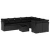 vidaXL 10-dijelni set vrtnih sofa s jastucima crni od poliratana