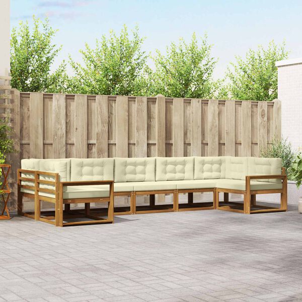 vidaXL Set vanjskih sofa s jastukom 7 pcs Prirodna i krem