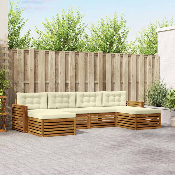 vidaXL Setovi sofa 6 pcs Prirodna i krem Čvrsto drvo akacije