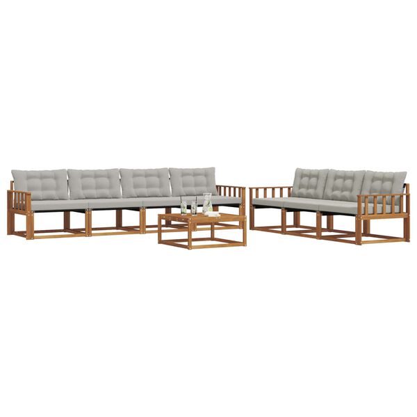 vidaXL Set vanjskih sofa s jastukom 8 pcs Prirodna i svijetlo siva