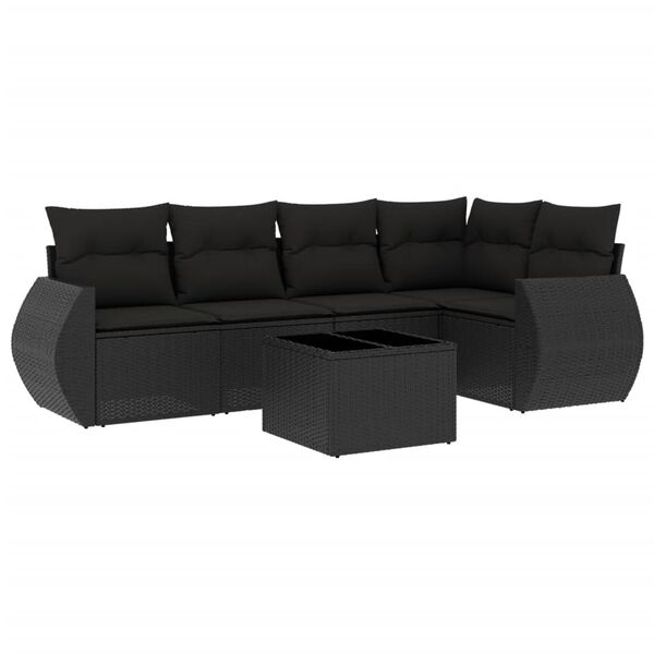 vidaXL 6-dijelni set vrtnih sofa s jastucima crni od poliratana