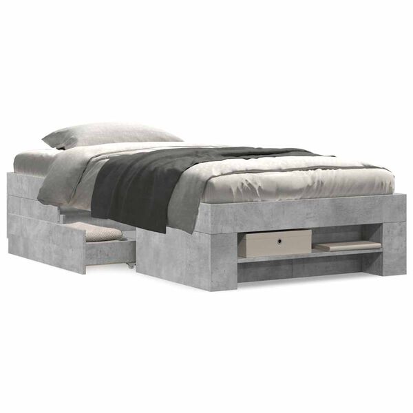 vidaXL Okvir kreveta boja betona 100x200 cm od konstruiranog drva