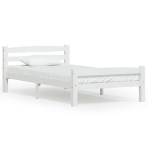 vidaXL Okvir za krevet od masivne borovine bijeli 90 x 200 cm