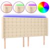 vidaXL LED uzglavlje krem 203 x 16 x 118/128 cm od tkanine