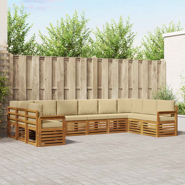 vidaXL Sekcijska garnitura 10 pcs Prirodna i bež Čvrsto drvo akacije