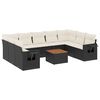 vidaXL 10-dijelni set vrtnih sofa s jastucima crni od poliratana