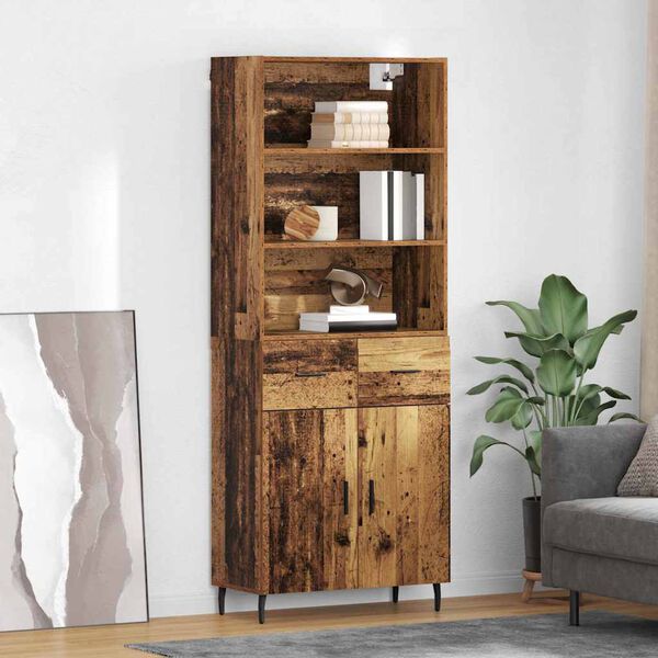 vidaXL Highboard s ladicama Staro drvo 69,5 x 34 x 180 cm
