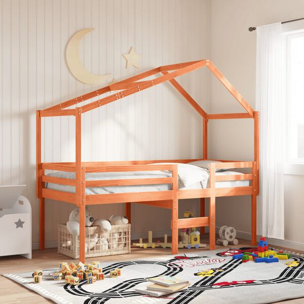 vidaXL Visoki krevet s krovom voštano smeđi 80x200 cm masivna borovina