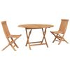 vidaXL Bistro set za vrt 3 pcs Prirodna Čvrsto teak drvo
