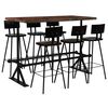 vidaXL 7-dijelni barski set od masivnog obnovljenog drva vi&scaron;ebojni