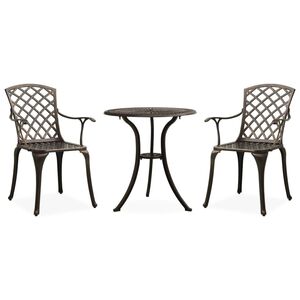vidaXL 3-dijelni bistro set od lijevanog aluminija brončani
